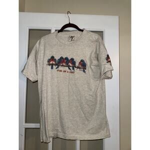 Carolyn Shores Wright VINTAGE SINGLE STITCH Gray Hummingbird Tshirt Lg USA MADE